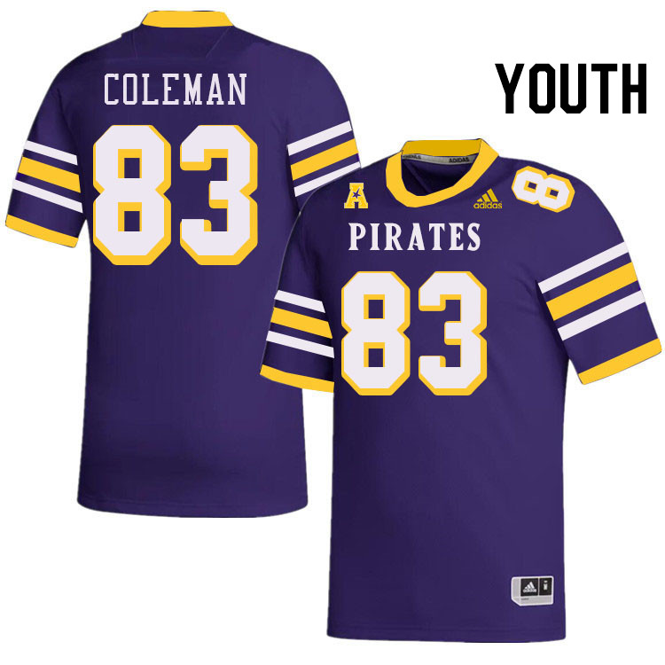 Youth #83 Blue Coleman ECU Pirates College Football Jerseys Stitched-Throwback